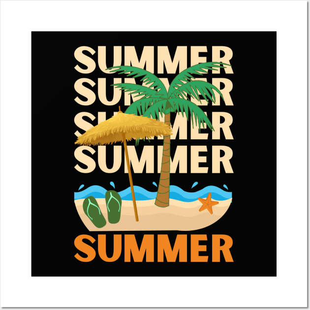 Hello summer Beach summertime Adventure travel lover palm tree sun Wall Art by BoogieCreates